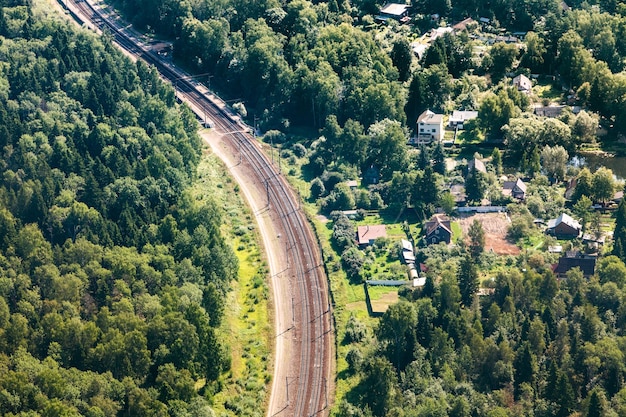 Voir ci-dessus du chemin de fer dans la région de Moscou