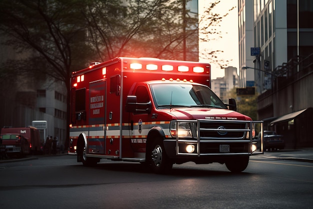 Photo voiture d'ambulance médicale d'urgence dans la rue