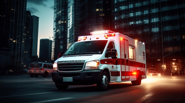 Voiture d'ambulance d'urgence médicale dans la rue Belle image d'illustration AI générative