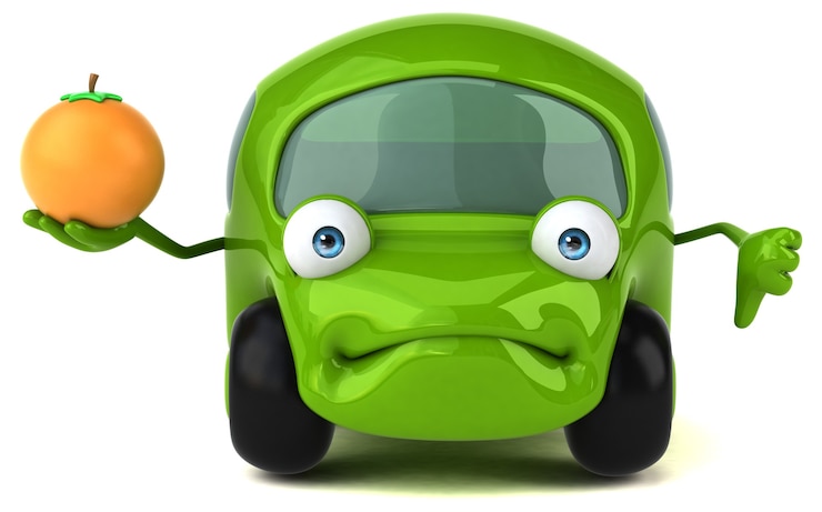 Photo voiture amusante - personnage 3d