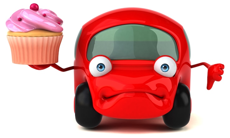Photo voiture amusante - personnage 3d