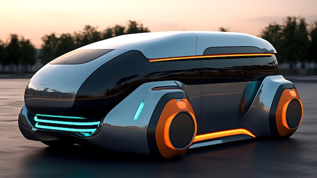 voiture autonome futuriste avec des formes de boîte minimalistes robocar haute technologie