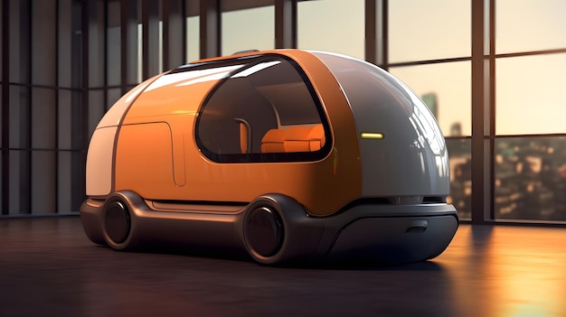 voiture autonome futuriste avec des formes de boîte minimalistes robocar haute technologie