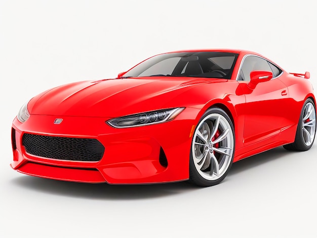 Une voiture de berline rouge isolée sur une photo vectorielle blanche