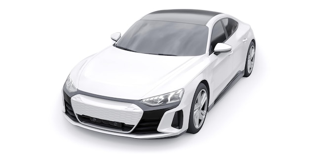 Voiture de berline sport électrique haut de gamme isolée sur fond blanc rendu 3d