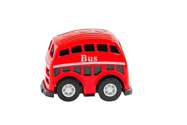 Voiture de bus traditionnelle rouge de Londres isolée sur fond blanc avec un tracé de détourage