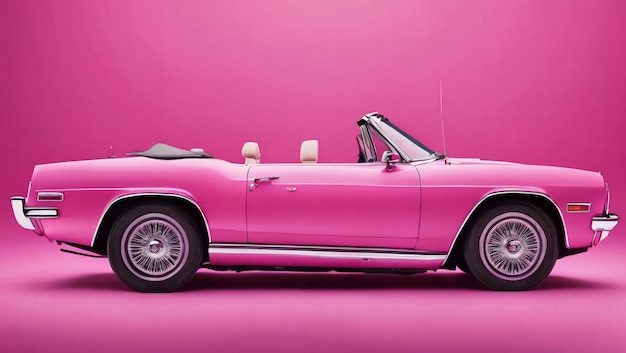 Photo voiture cabriolet rose sur fond rose