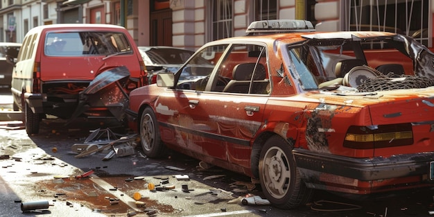 voiture cassée dans un accident IA générative