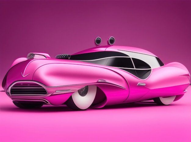 Photo voiture classique américaine futuriste rose avec des éléments de design modernes