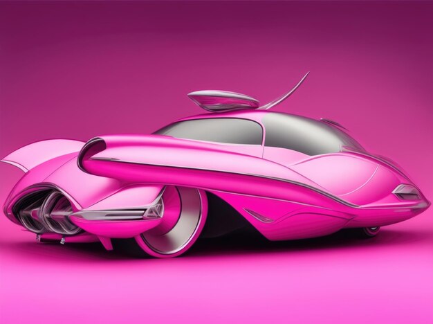 Photo voiture classique américaine futuriste rose avec des éléments de design modernes