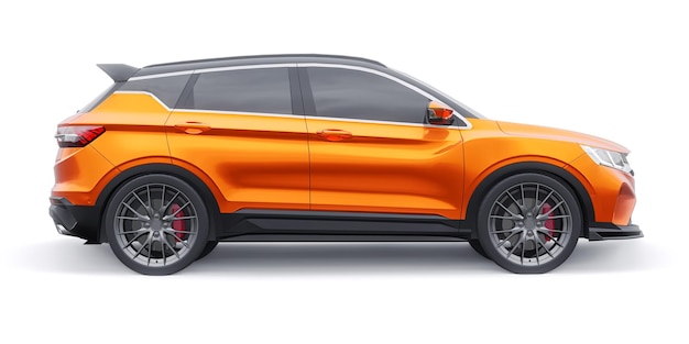 Voiture compacte de sport orange SUV 3d render illustrration