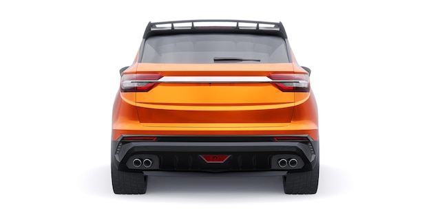 Voiture compacte de sport orange SUV 3d render illustrration