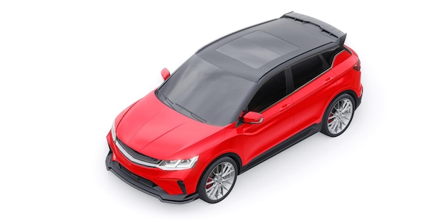 Voiture compacte de sport rouge SUV 3d render illustrration