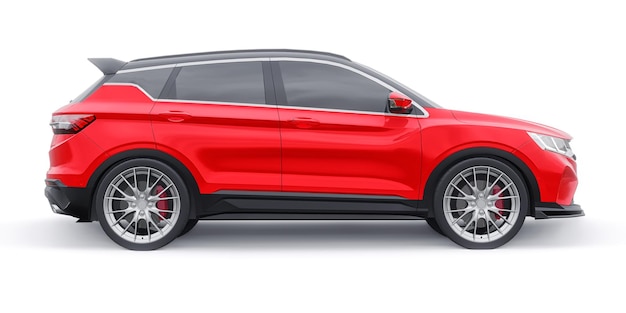 Voiture compacte de sport rouge SUV 3d render illustrration