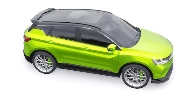 Photo voiture compacte de sport verte suv 3d render illustrration