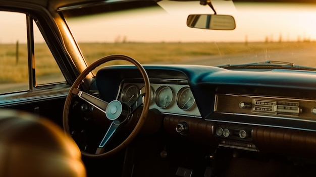 Une voiture avec un compteur de vitesse à l'avant