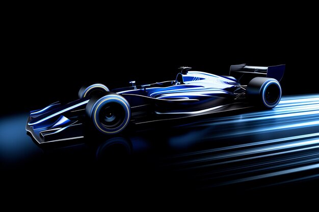 Photo une voiture de course bleue et noire