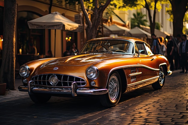 Voiture de course classique brillante dans l'IA générative d'événements antiques