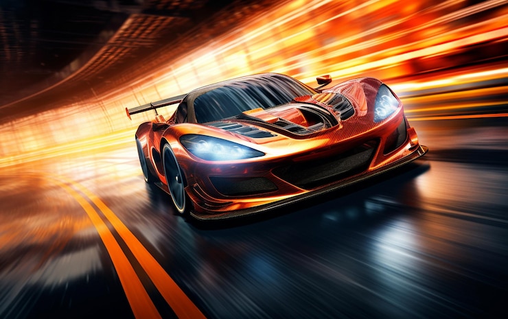 Photo une voiture de course à grande vitesse sur la piste