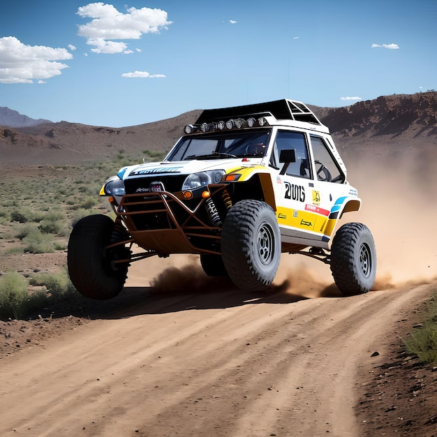 Voiture de course de rallye à l'art génératif de chemin de terre par AI