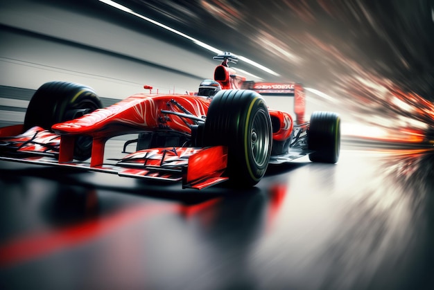 Voiture de course rouge dans un tunnel