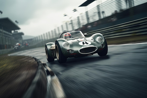 Voiture de course sur le tour Auto de course abstrait à grande vitesse IA générée