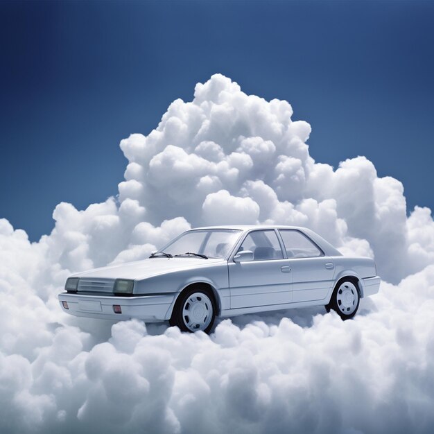 une voiture dans les nuages