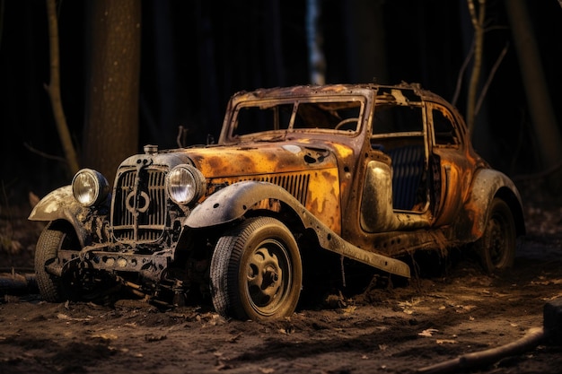 Voiture détruite par le feu