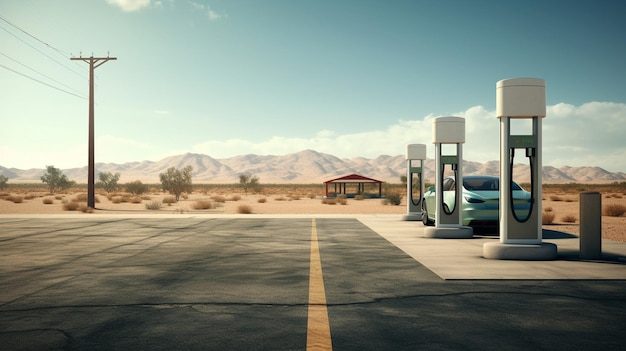 Voiture électrique à la station-service