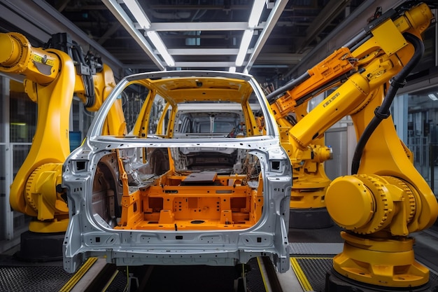 Voiture de fabrication de ligne d'assemblage de bras de robot automatisé générative ai