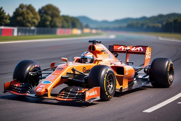 Voiture de formule de conduite de coureur F1 pour fond d'écran de compétition de course professionnelle de voiture de carburant