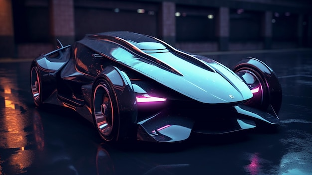 Une voiture futuriste avec un design futuriste