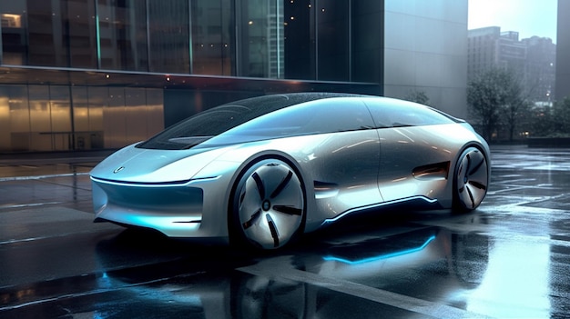 Une voiture futuriste avec le mot smart sur le côté