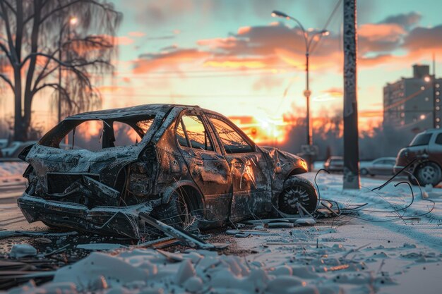 Une voiture impliquée dans un accident Russie Moscou 2022