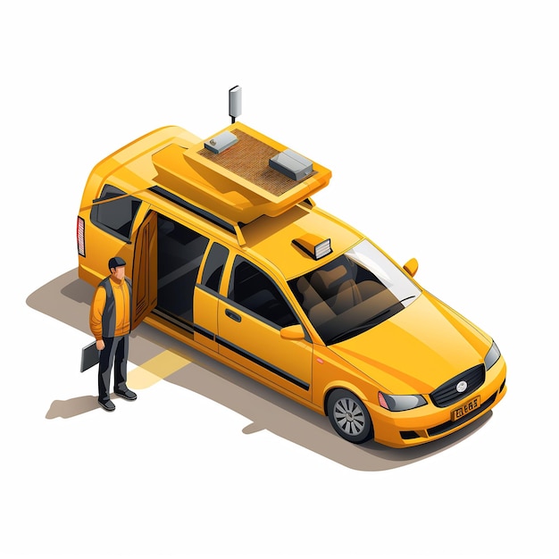 une voiture jaune avec le mot taxi sur le devant