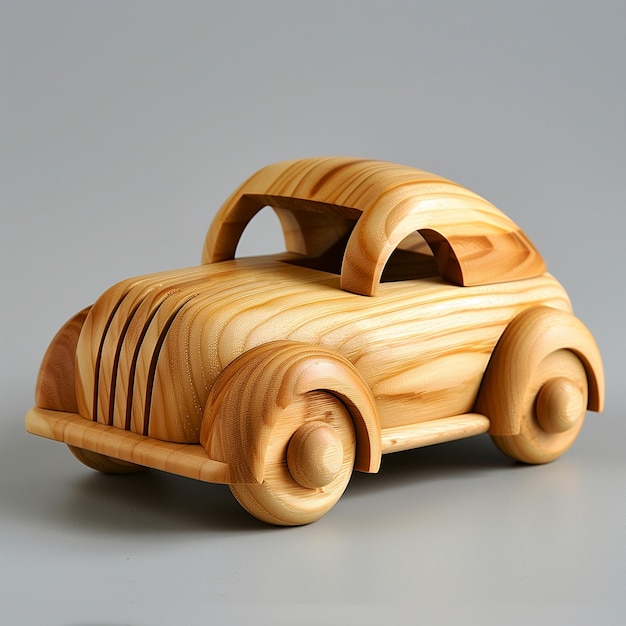 Photo une voiture de jouet décapotable en bois sur un fond propre