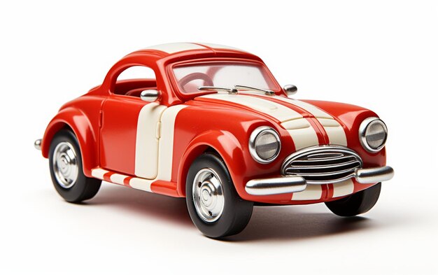 Voiture de jouet Red WindUp de course avec des couleurs vives sur fond blanc