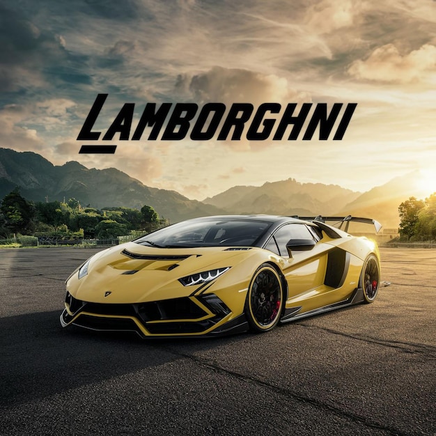 Une voiture Lamborghini dans un endroit magnifique