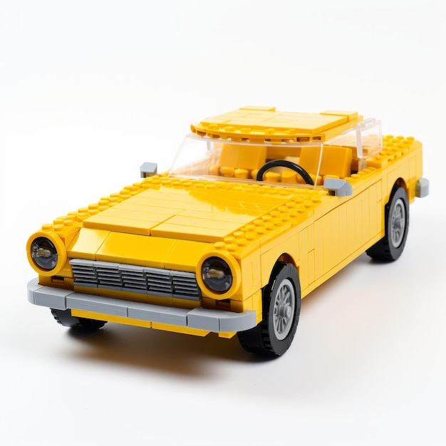 Photo voiture lego jaune de style américain classique avec des couleurs monochromatiques