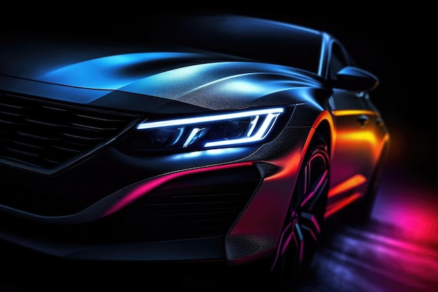 Une voiture avec une lumière colorée à l'avant