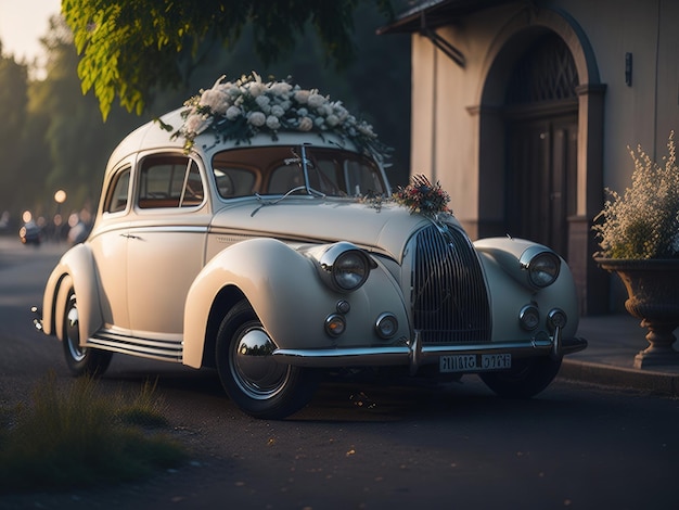 Voiture mariée dans la rue ai générative