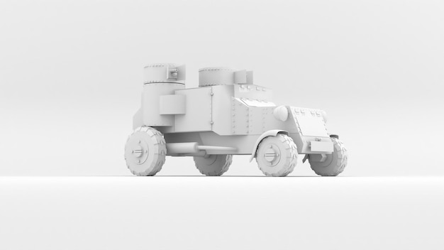 Une voiture modèle 3d blanche avec un fond blanc. Idée pour la conception.