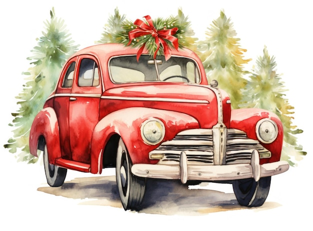 Une voiture de Noël vintage.