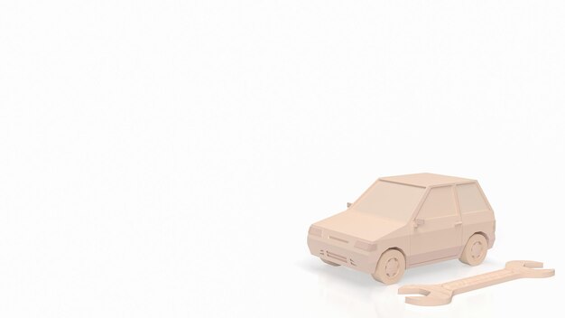 La voiture et l'outil pour le garage ou le concept de service de rendu 3D