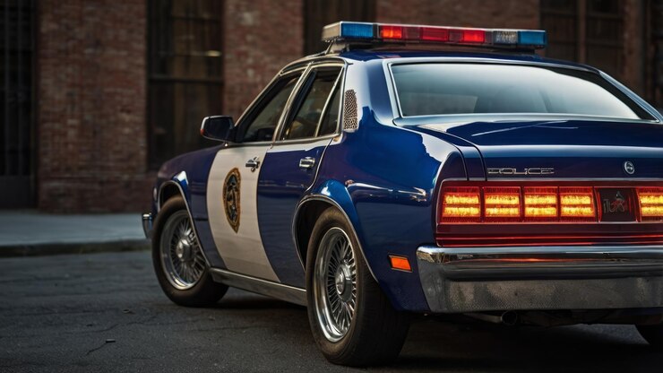 Photo une voiture de police avec le mot police sur le côté