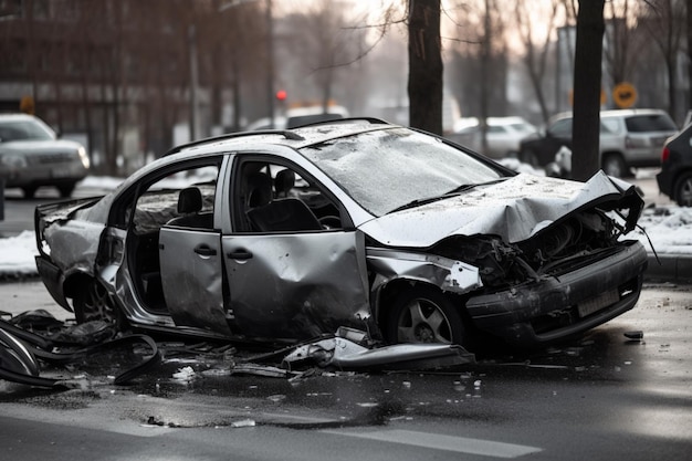 Une voiture qui a été endommagée dans un accident