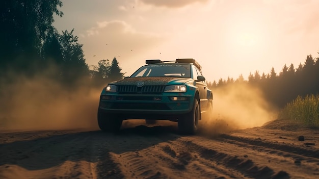 Voiture de rallye sur piste AI générative