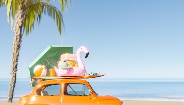 Voiture rétro garée près de la mer