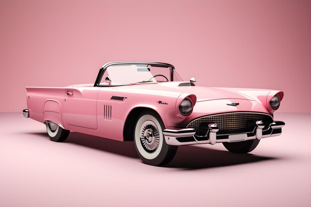 Voiture rose classique isolée sur fond blanc Generative AI