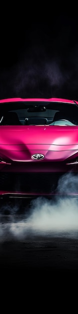 Photo une voiture rose roule dans un environnement brumeux et fumé.